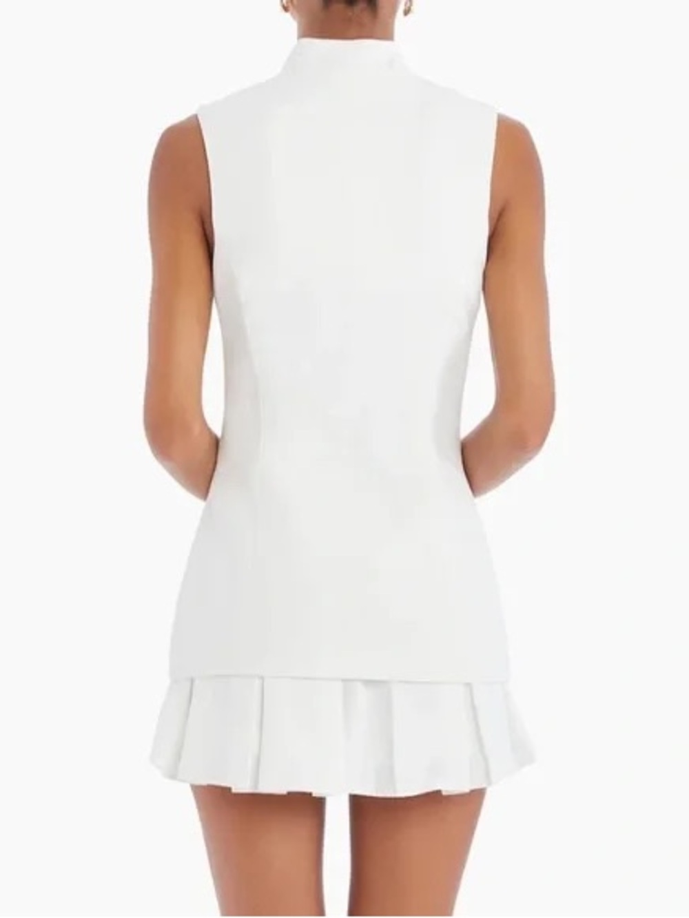 Amanda Uprichard White Sleeveless Mini Dress with Gold Buttons - Picture 2 of 8